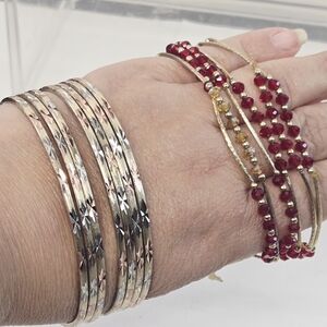 Elegant Gold and Red Bangle Set
